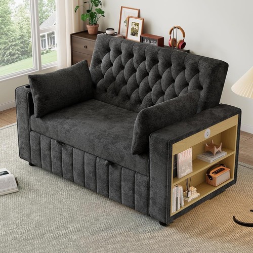 Chenille sofa bed - 3,