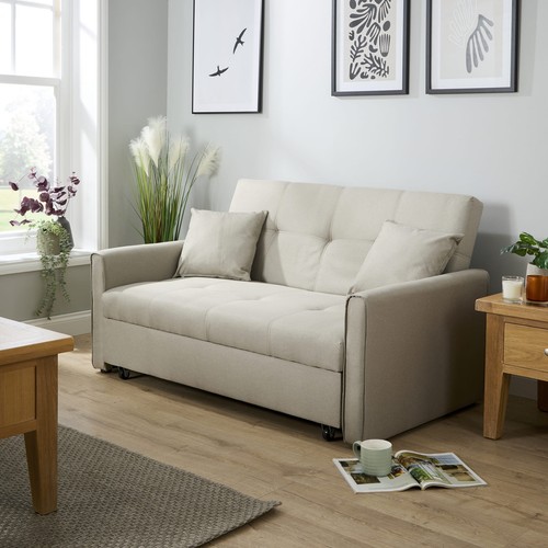 Beige fabric sofa - bed, double