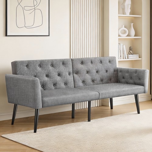 Double fabric sofa - fabric, bed