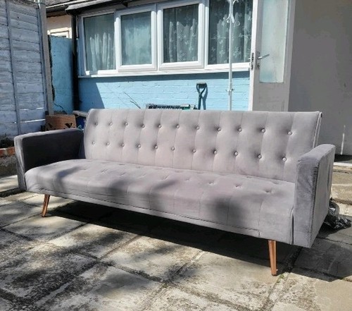 Grey velvet convertible sofa - grey,