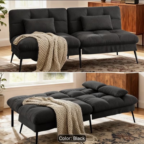 Black fabric sofa bed two - sofa,